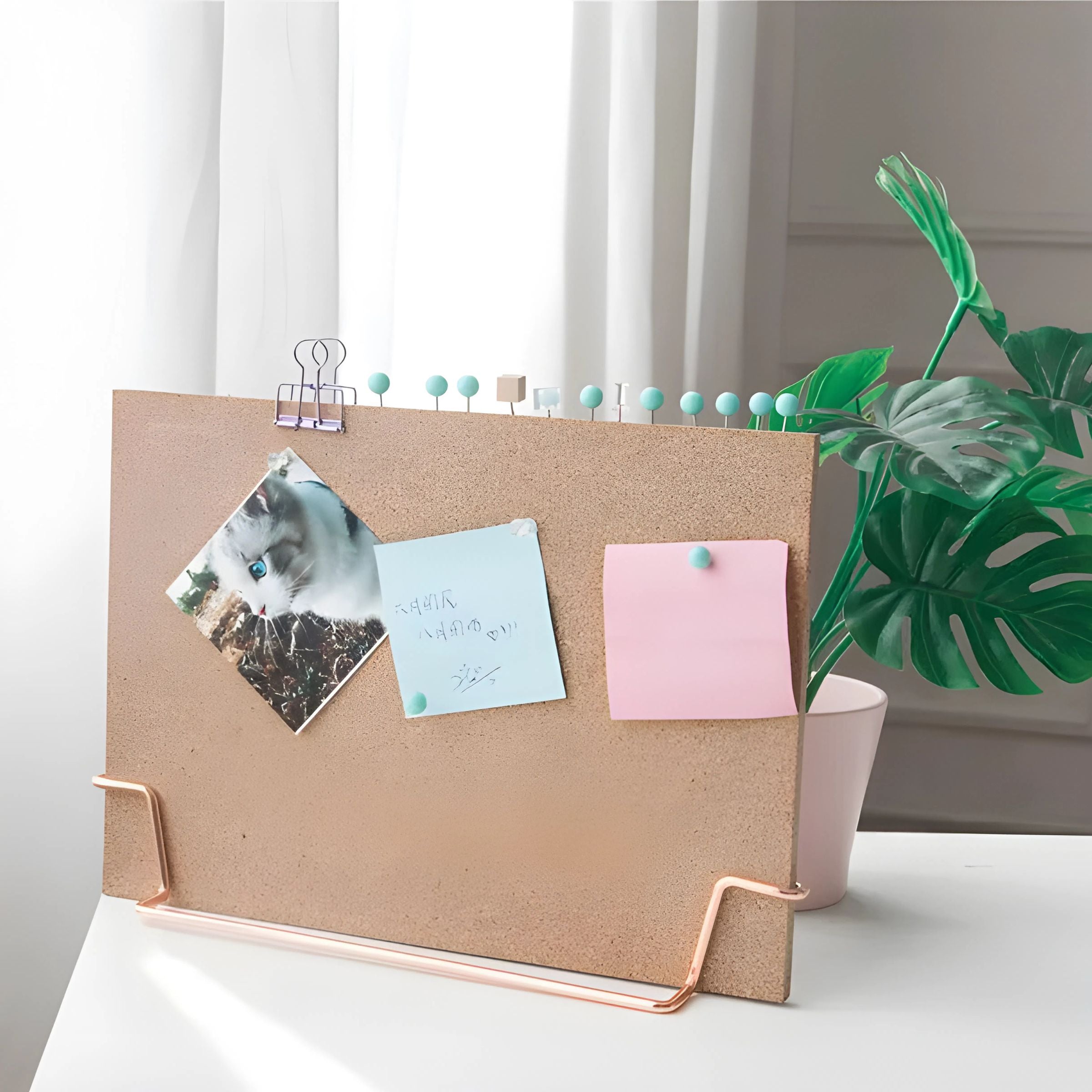 Creative Desktop Corkboard – Rose Gold Office Memo & Message Board Stand - Vision board shop