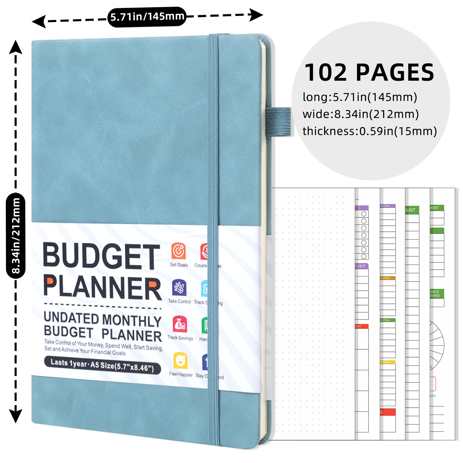 Plan Cash Budget Planner – A5 Leather Notebook for Weekly & Financial Planning - Vision board shop