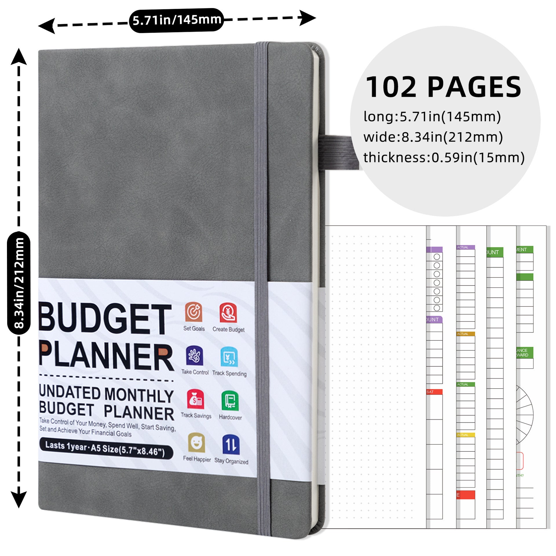 Plan Cash Budget Planner – A5 Leather Notebook for Weekly & Financial Planning - Vision board shop