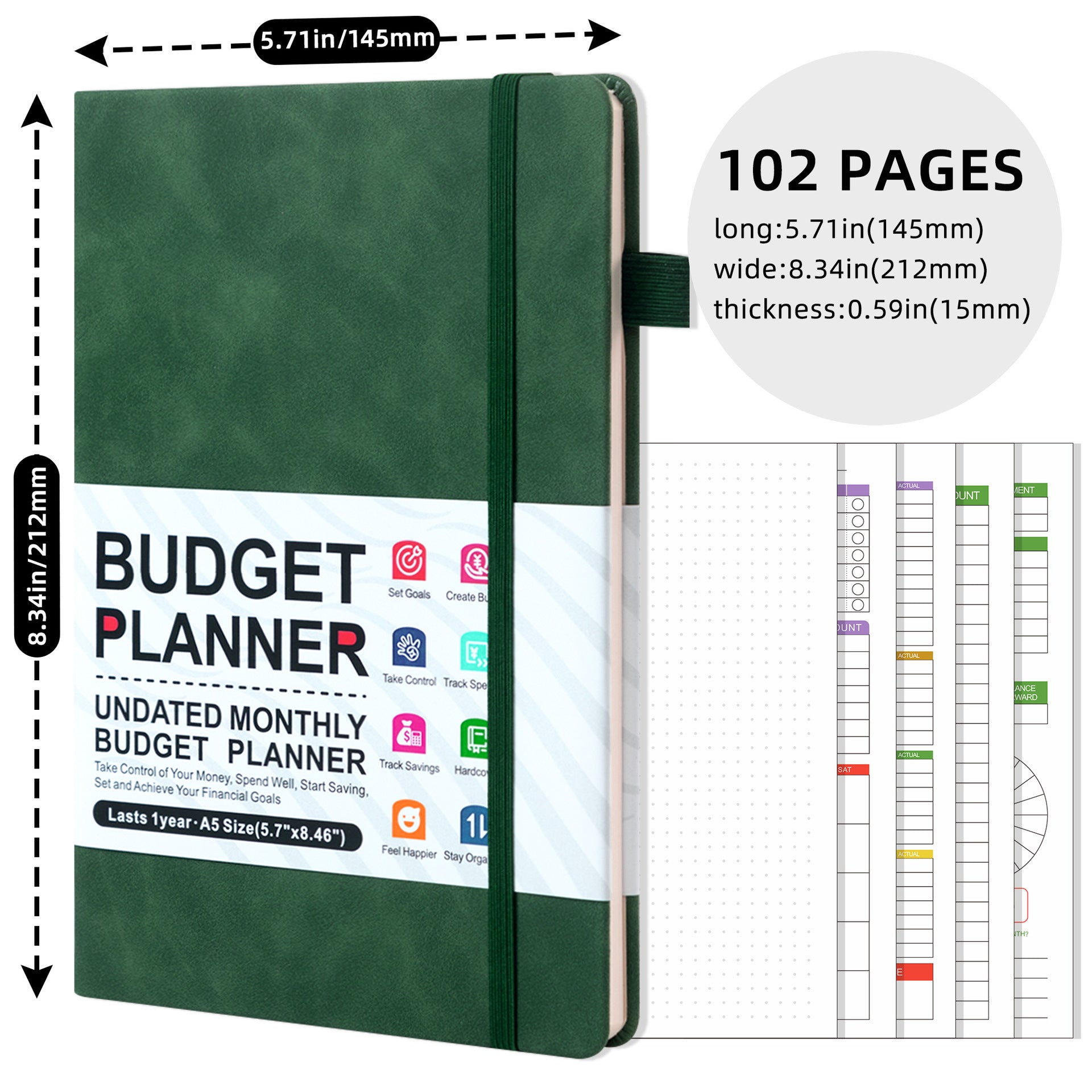 Plan Cash Budget Planner – A5 Leather Notebook for Weekly & Financial Planning - Vision board shop
