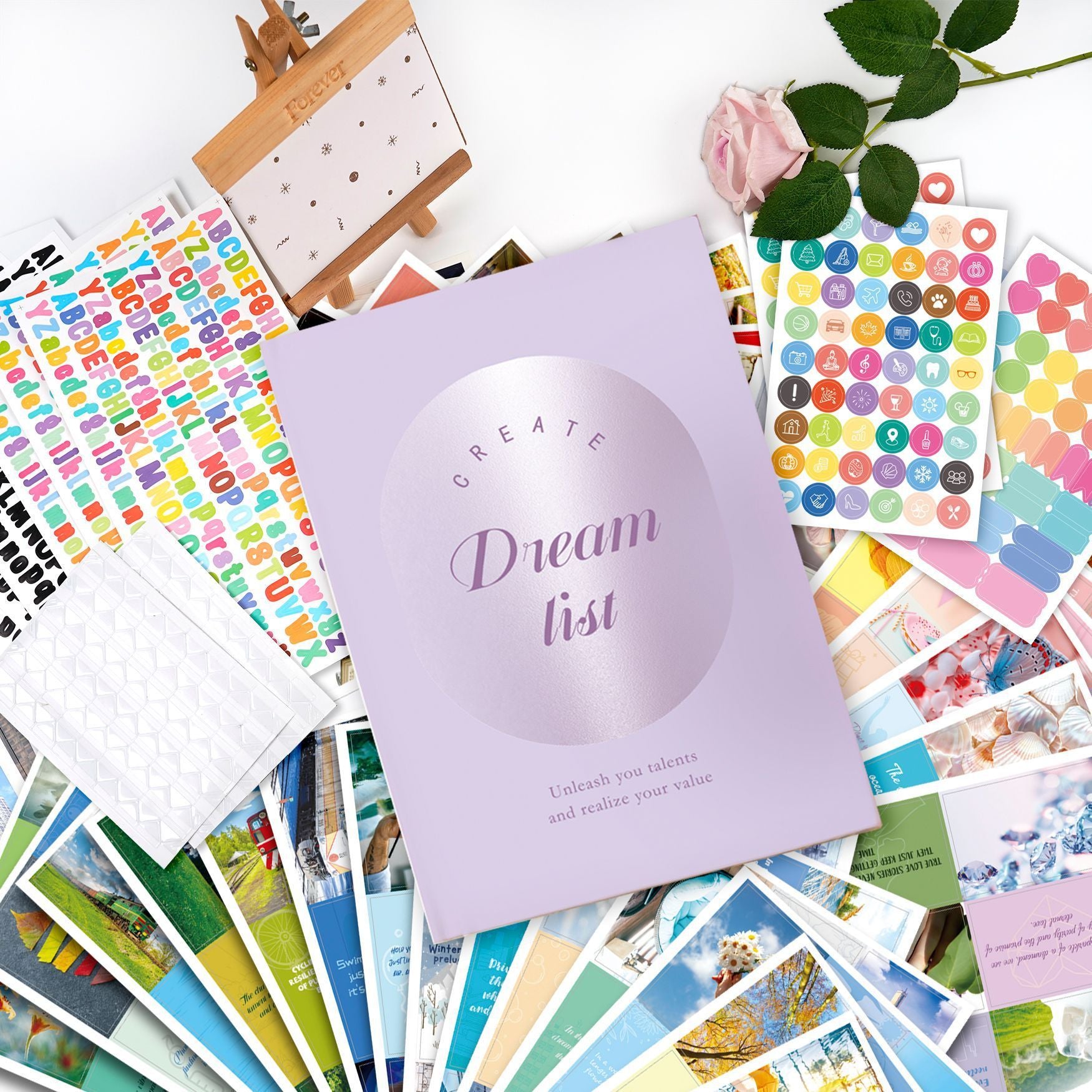 Inspirational Dream Cut Letter Sticker Vision Board Book Suit