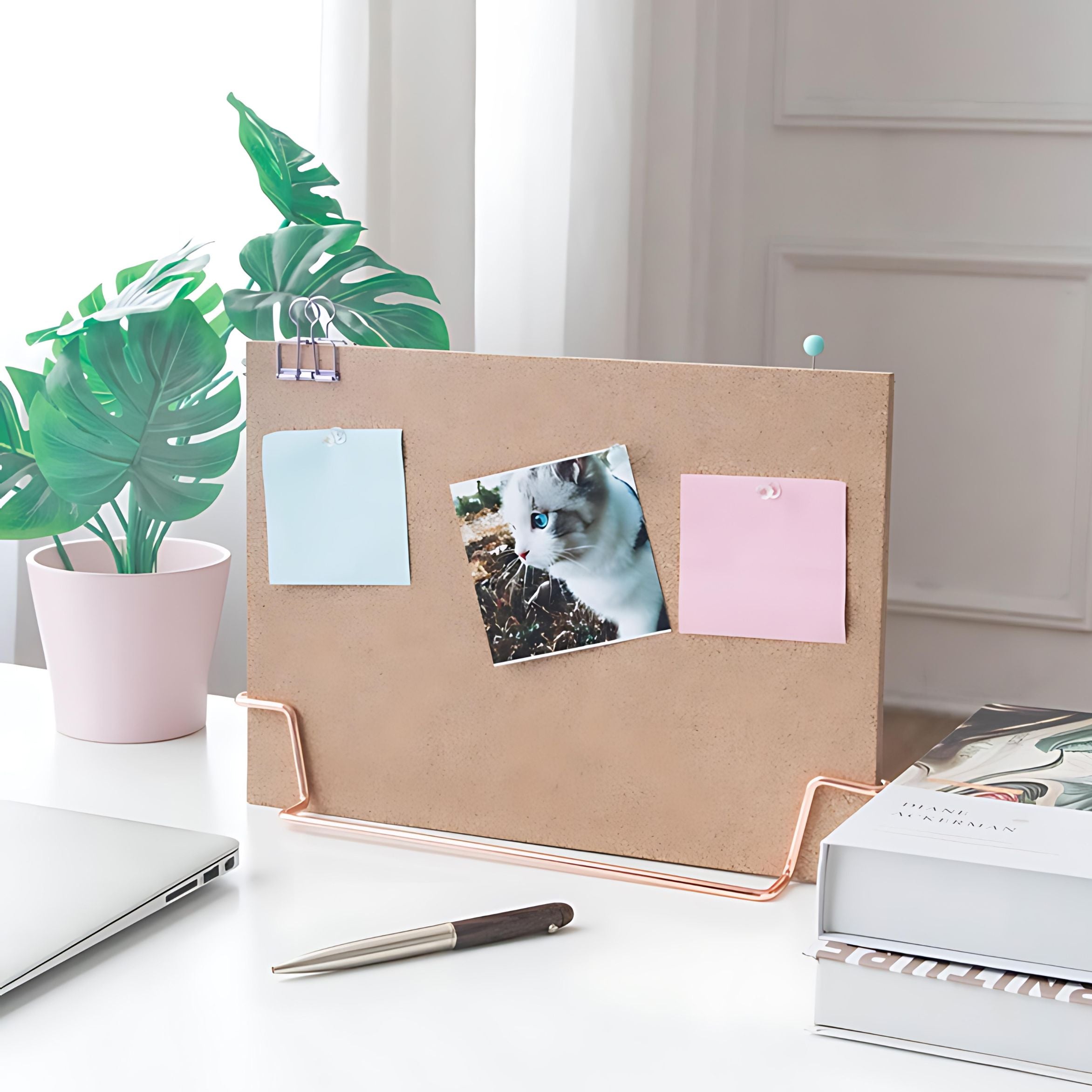 Creative Desktop Corkboard – Rose Gold Office Memo & Message Board Stand - Vision board shop