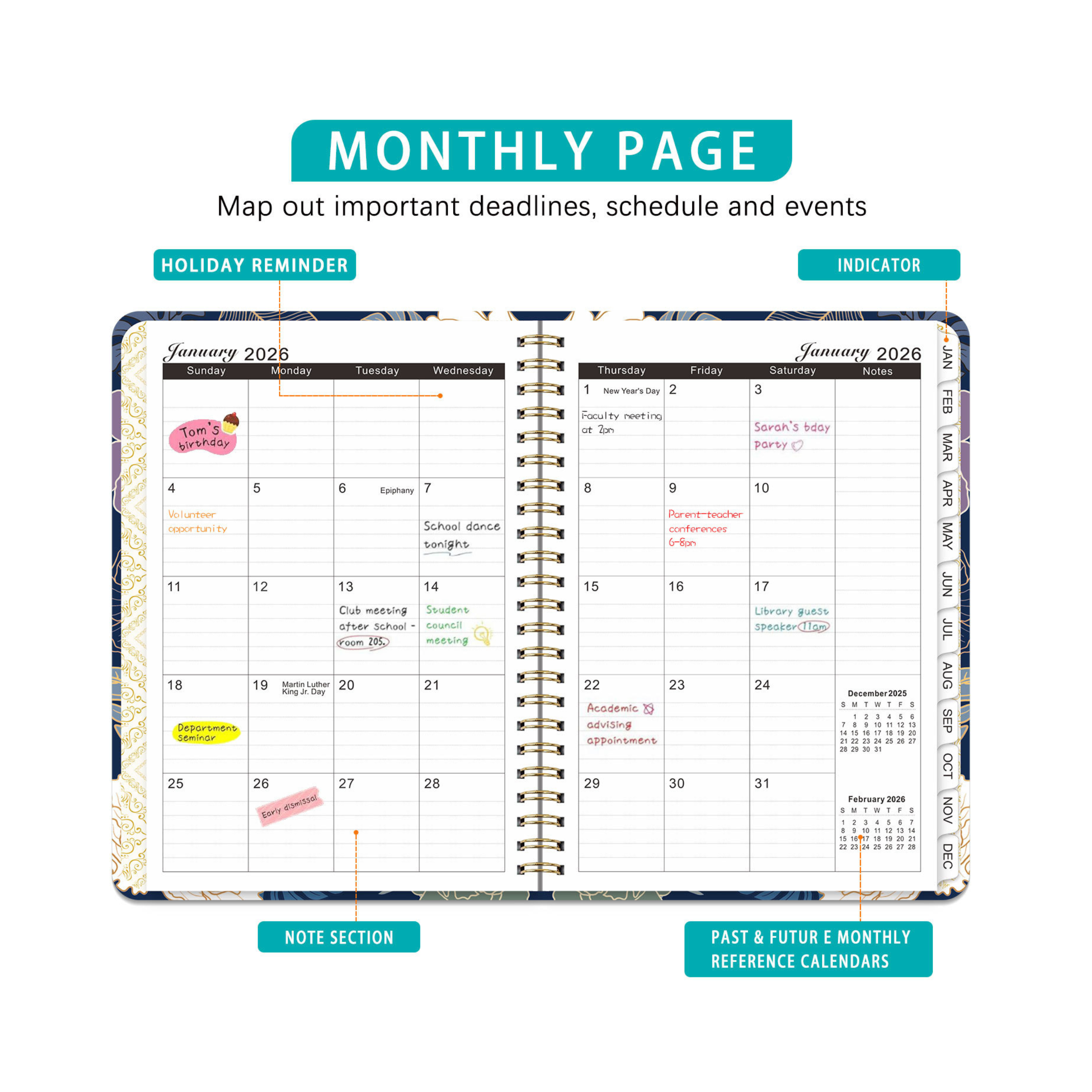 2026 English A5 Coil Diary – Spiral Planner Notebook for Daily & Monthly Scheduling - Vision board shop