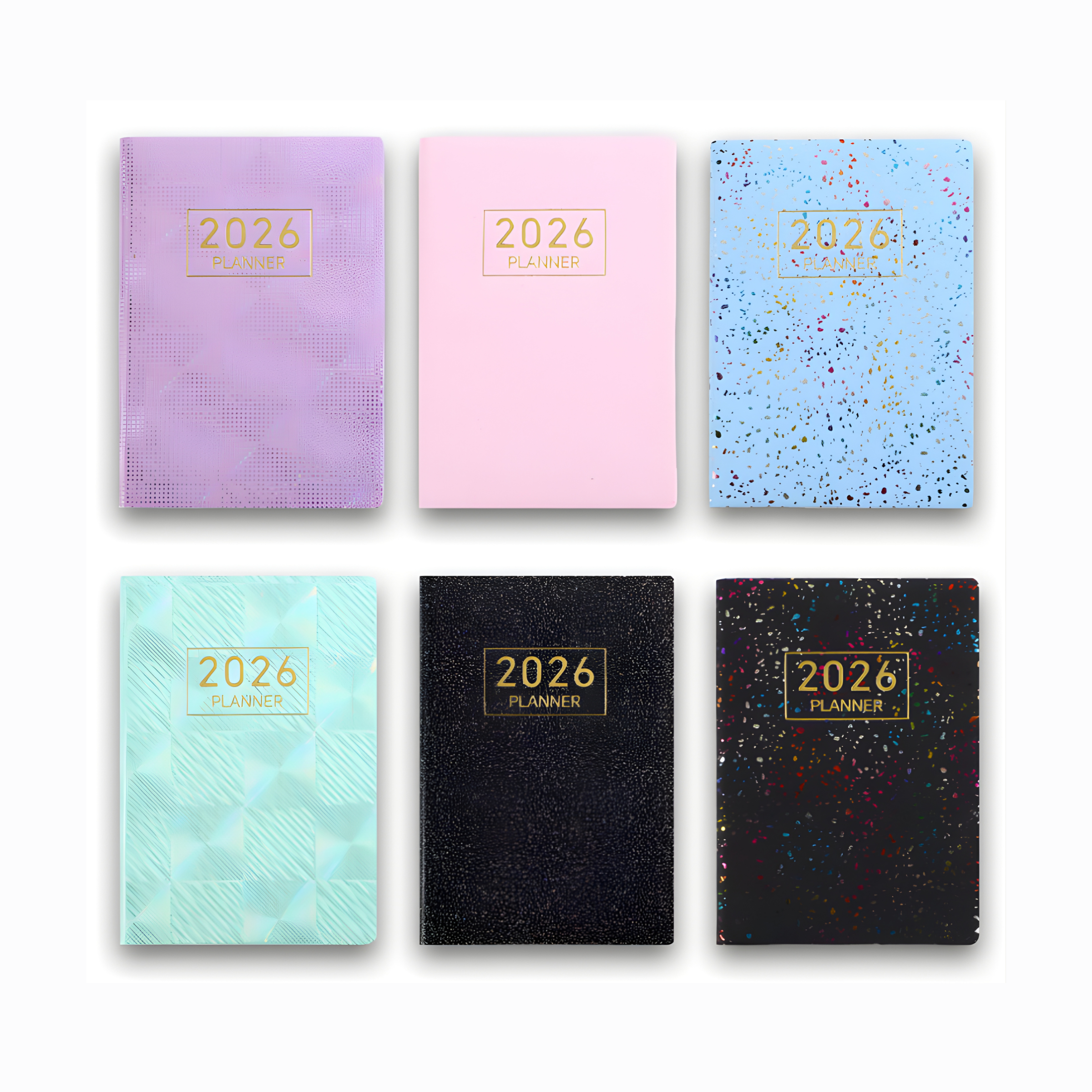 A7 English Diary – 2026 Laser Starlight Notebook with Colorful Leather Cover - Vision board shop