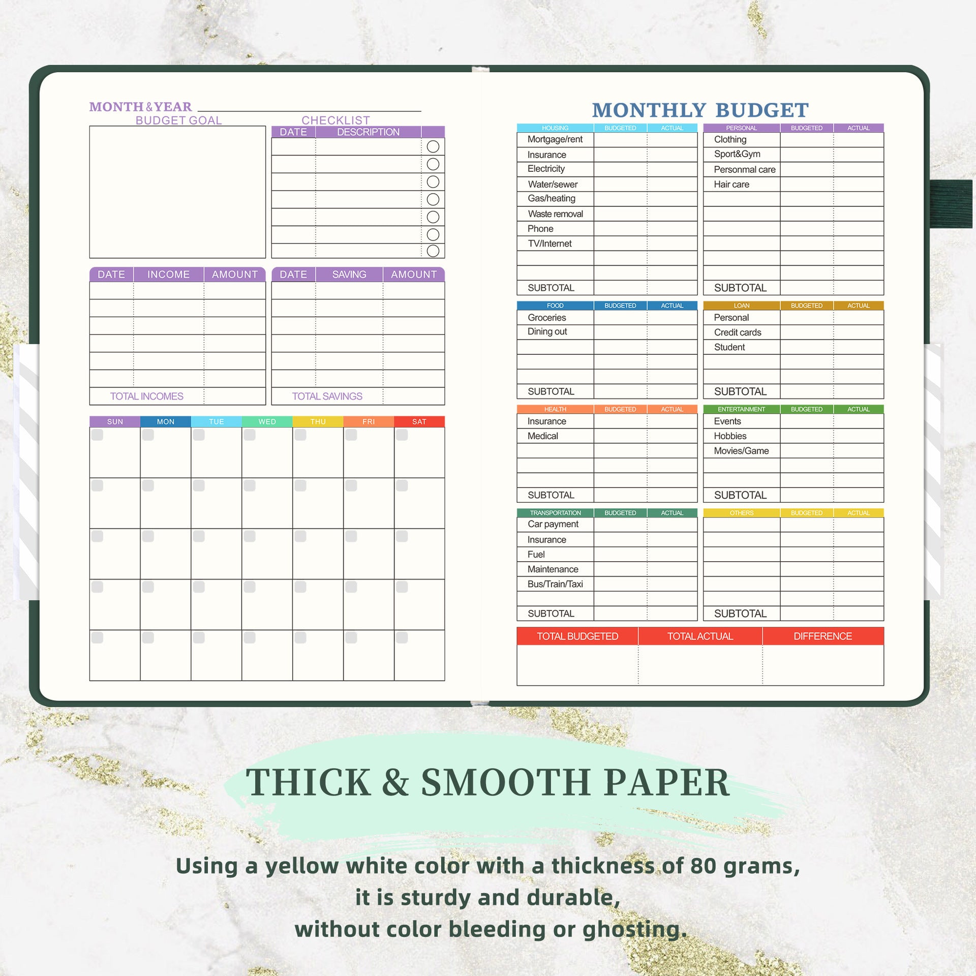 Plan Cash Budget Planner – A5 Leather Notebook for Weekly & Financial Planning - Vision board shop