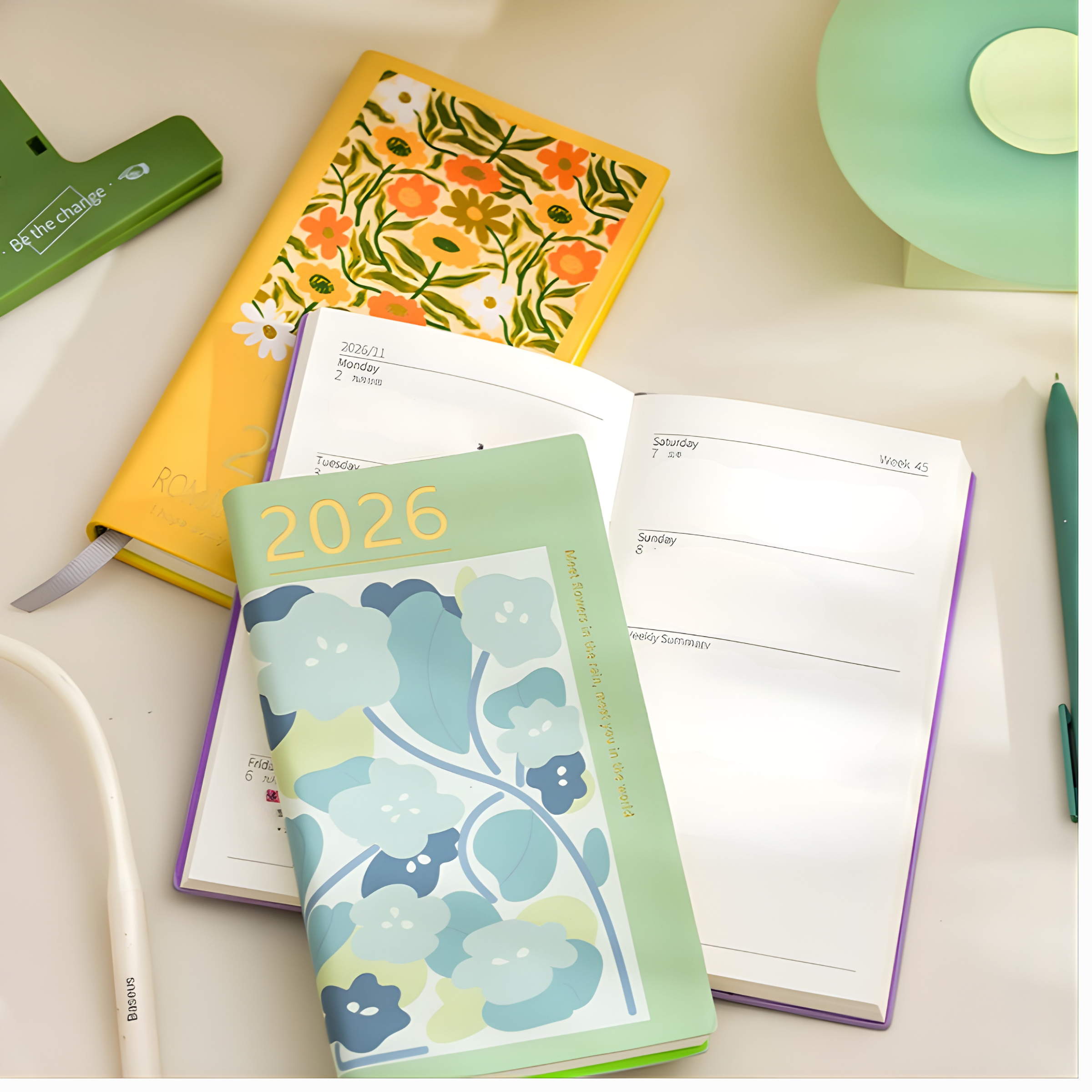 A6 2026 Weekly Planner Notebook – Hand-Painted PU Leather Portable Diary (2026 Edition) - Vision board shop