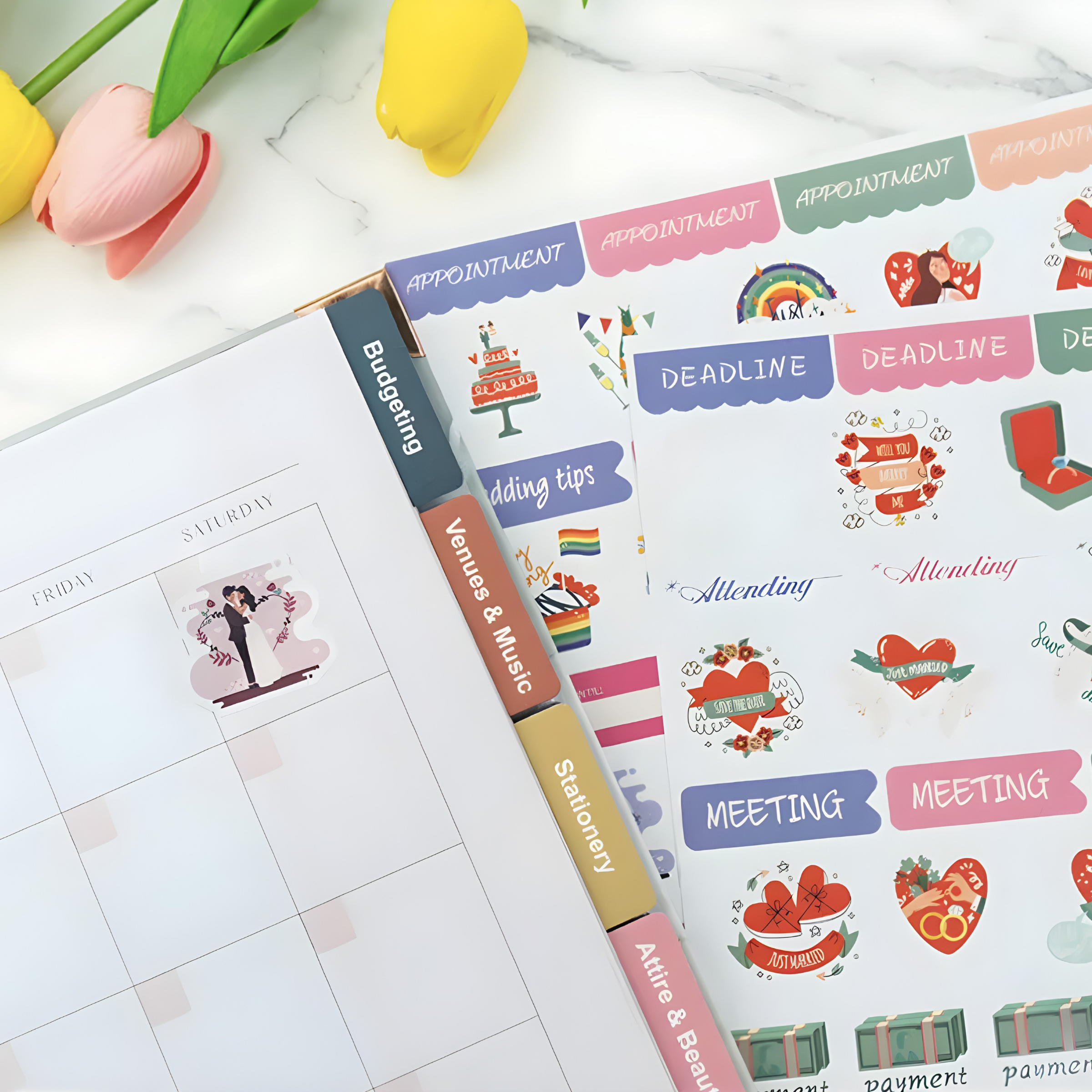 Tulip Wedding Planner Notebook – Elegant Engagement Planning Book (290×230mm) - Vision board shop