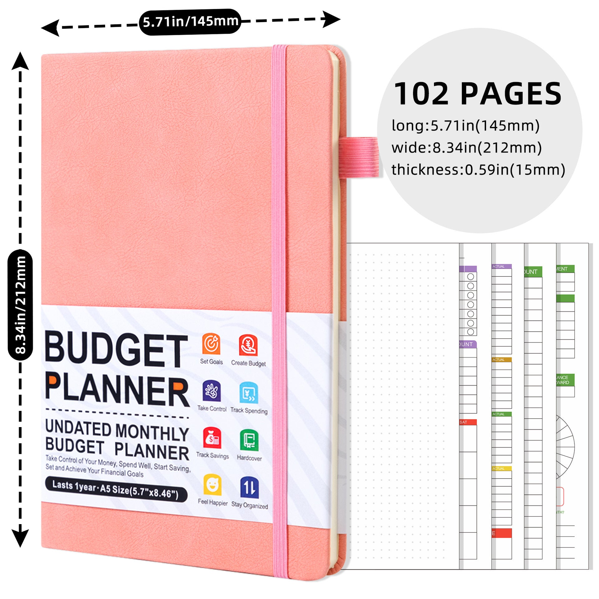 Plan Cash Budget Planner – A5 Leather Notebook for Weekly & Financial Planning - Vision board shop