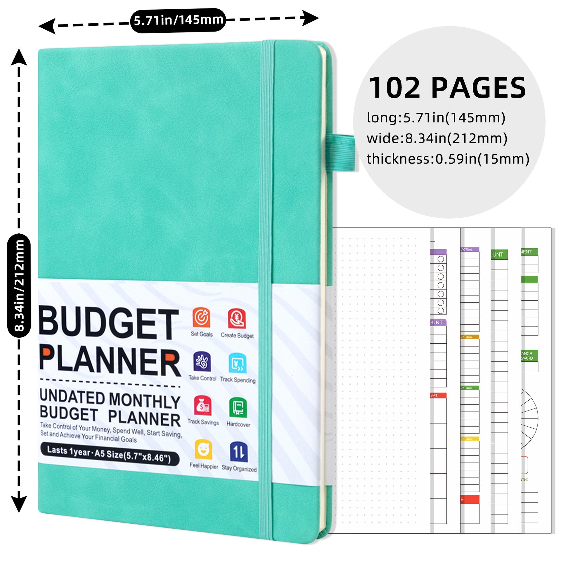 Plan Cash Budget Planner – A5 Leather Notebook for Weekly & Financial Planning - Vision board shop