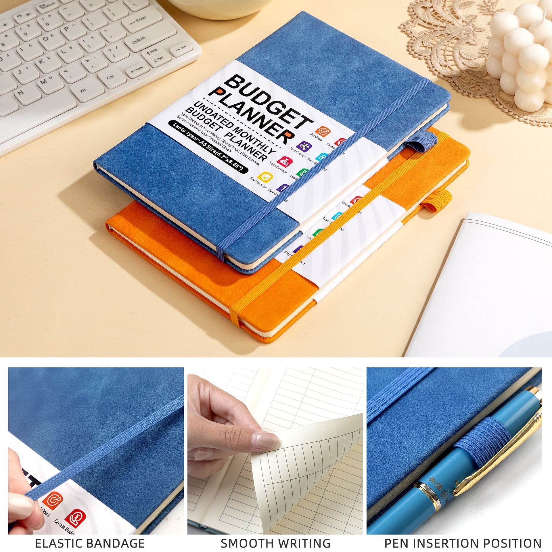 Plan Cash Budget Planner – A5 Leather Notebook for Weekly & Financial Planning - Vision board shop