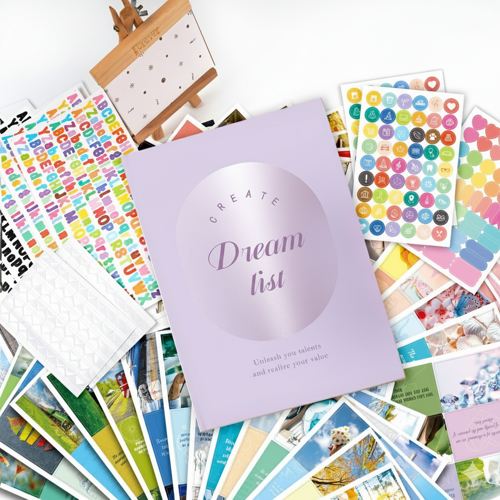 Vision Board Book Set – Cut Letter Sticker Kit for Goal Planning (5 Colors) - Vision board shop