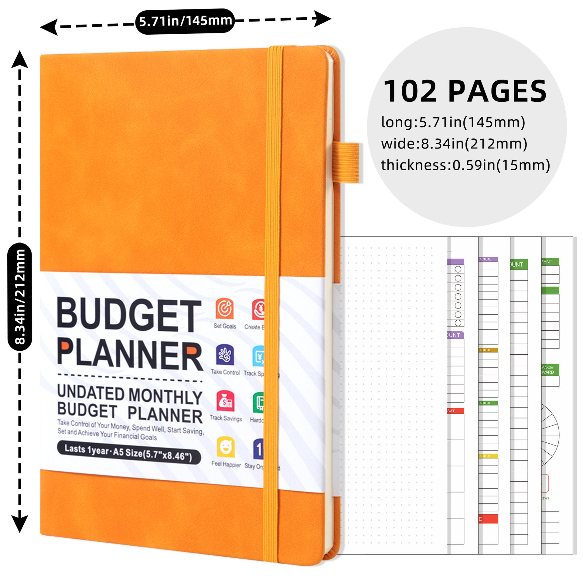 Plan Cash Budget Planner – A5 Leather Notebook for Weekly & Financial Planning - Vision board shop