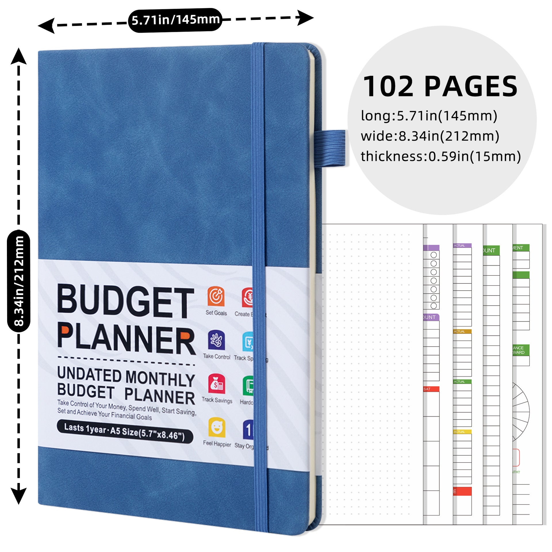 Plan Cash Budget Planner – A5 Leather Notebook for Weekly & Financial Planning - Vision board shop